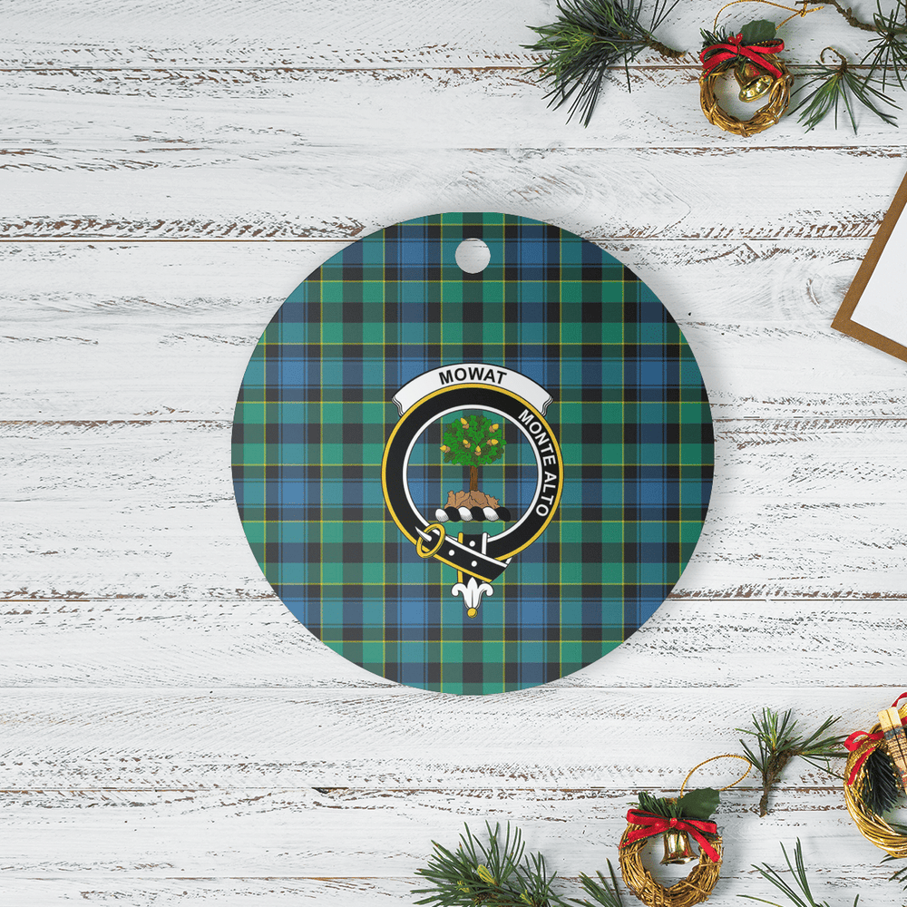 Clan Mowat Tartan Crest Round Ceramic Ornament GB76 Mowat Tartan Tartan Christmas   