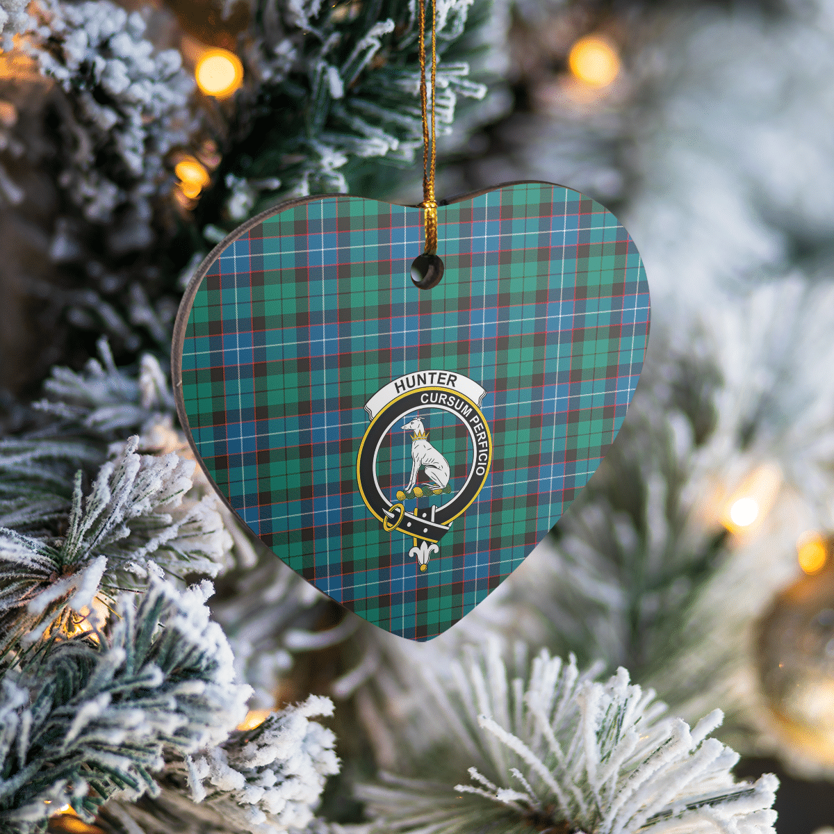 Clan Hunter Ancient Tartan Crest Heart Ceramic Ornament XM97 Hunter Ancient Tartan Tartan Christmas   