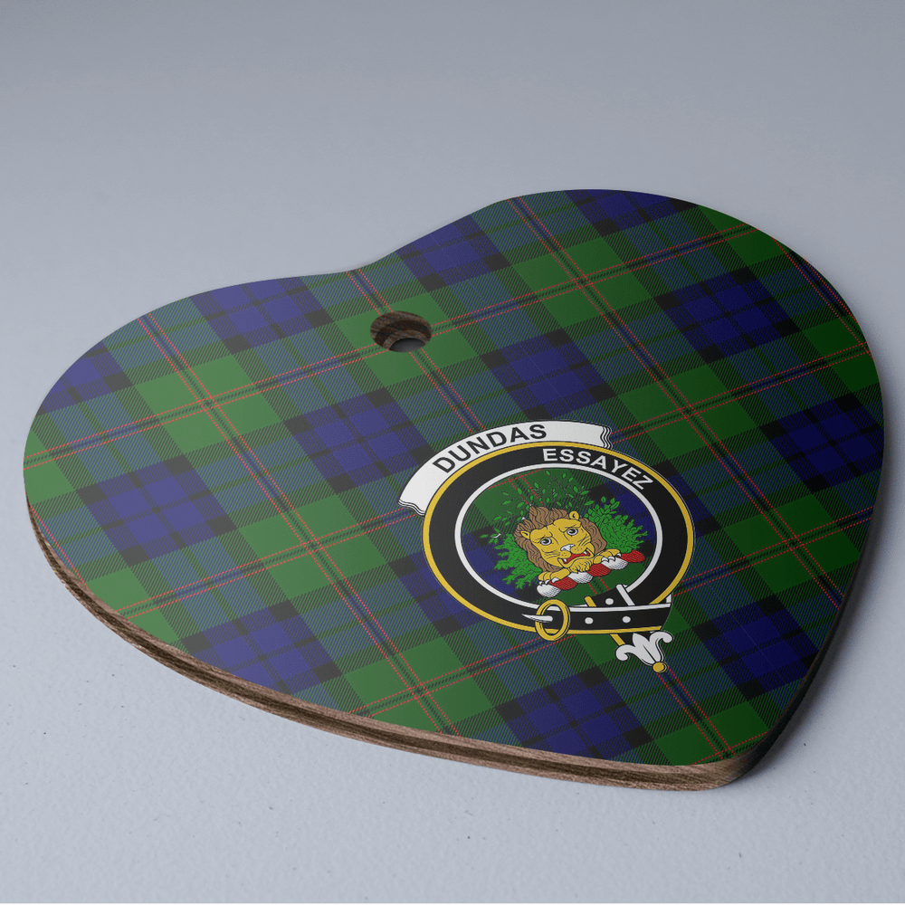 Clan Dundas Modern Tartan Crest Heart Ceramic Ornament TJ53 Dundas Modern Tartan Tartan Christmas   