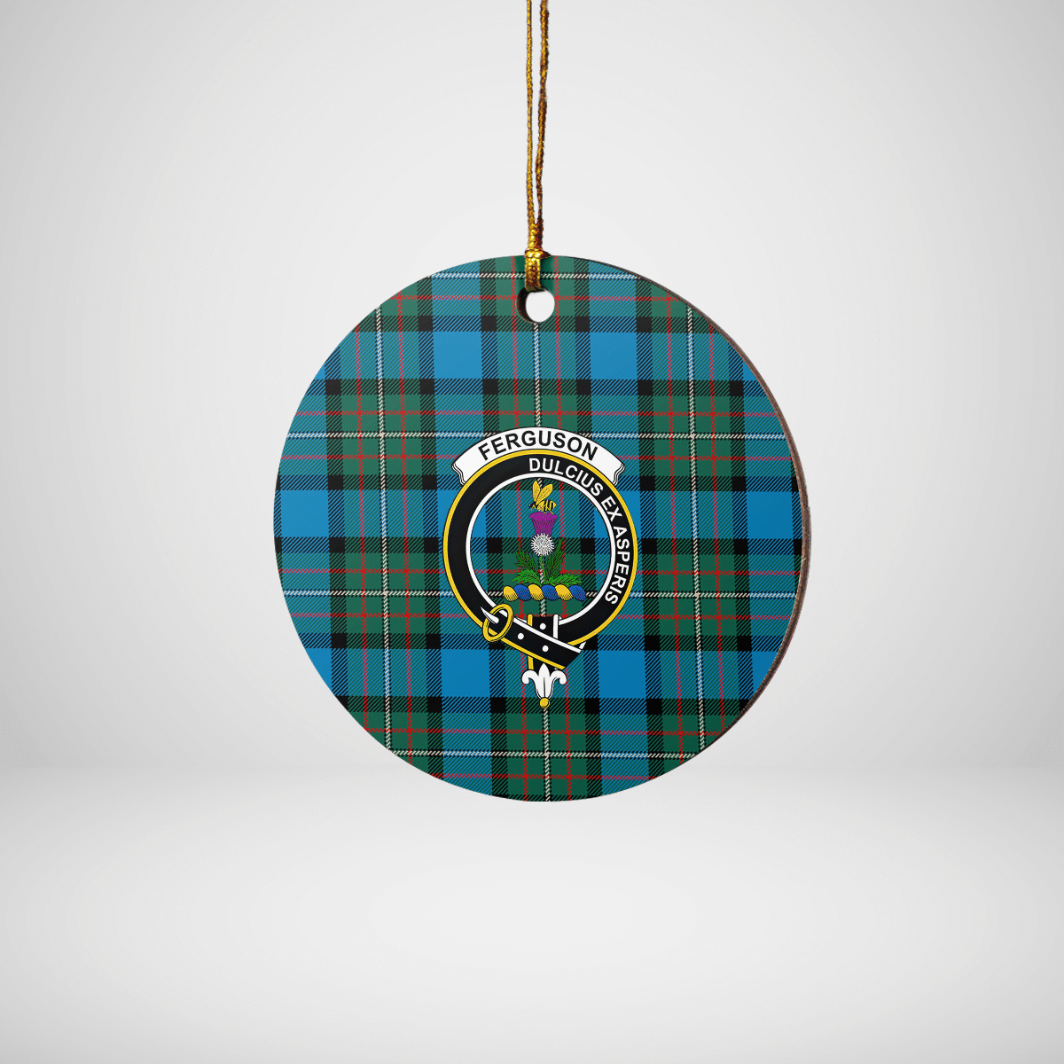 Clan Fergusson Ancient Tartan Crest Round Ceramic Ornament XF77 Fergusson Ancient Tartan Tartan Christmas   