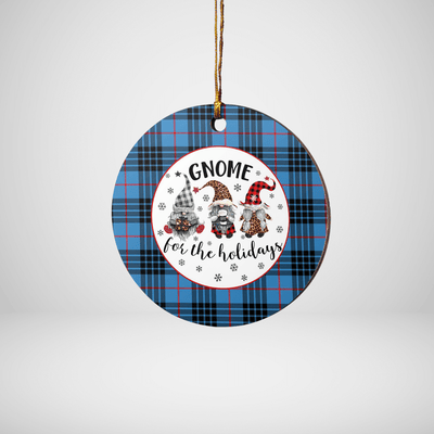 Clan MacKay Blue Tartan Tartan Crest Gnome Round Ceramic Ornament