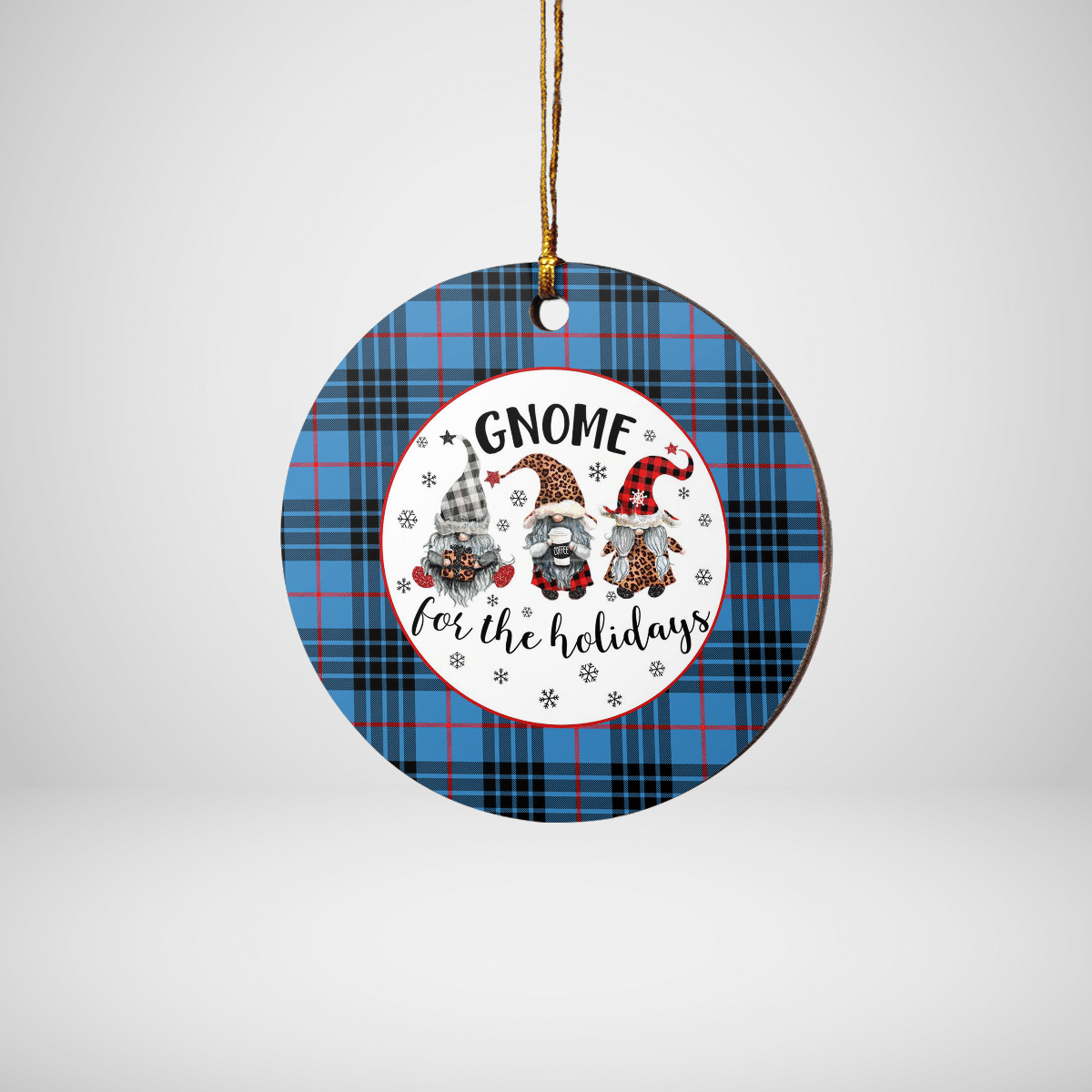 Clan MacKay Blue Tartan Tartan Crest Gnome Round Ceramic Ornament OW26 MacKay Blue Tartan Tartan Christmas   