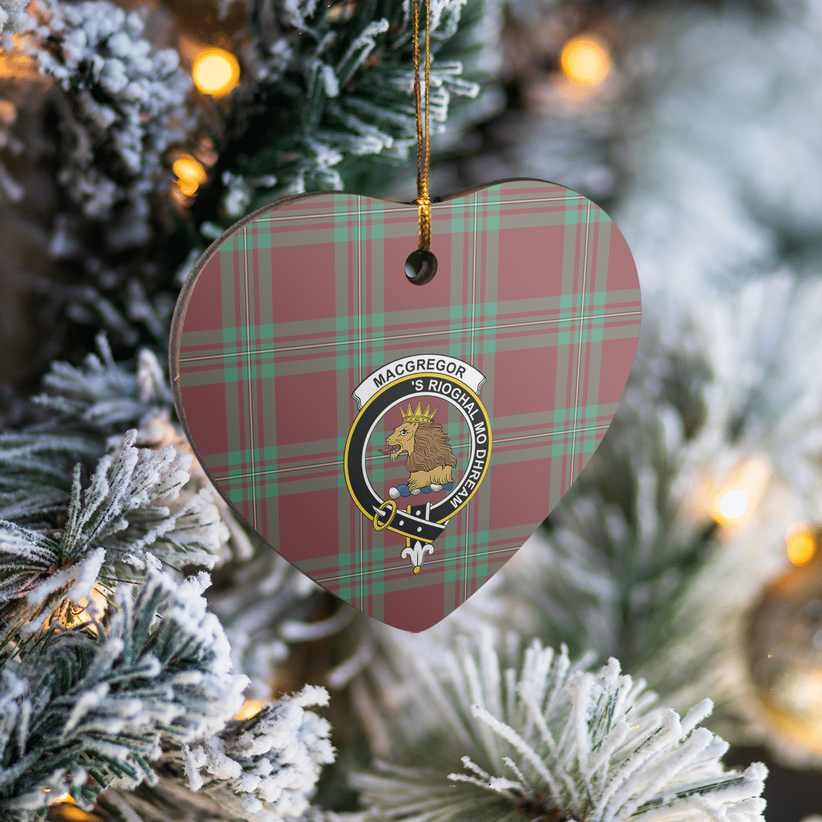 Clan MacGregor Hunting Ancient Tartan Crest Heart Ceramic Ornament TQ12 MacGregor Hunting Ancient Tartan Tartan Christmas   