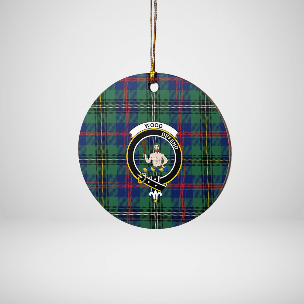 Clan Wood Modern Tartan Crest Round Ceramic Ornament XH96 Wood Modern Tartan Tartan Christmas   