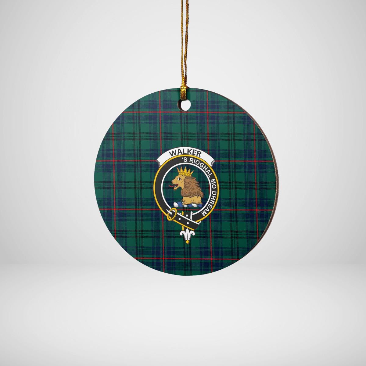 Clan Walker Tartan Crest Round Ceramic Ornament BY39 Walker Tartan Tartan Christmas   