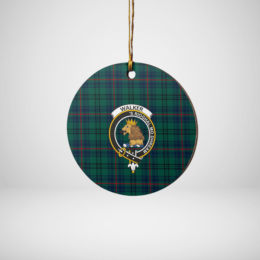 Clan Walker Tartan Crest Round Ceramic Ornament BY39 Walker Tartan Tartan Christmas   