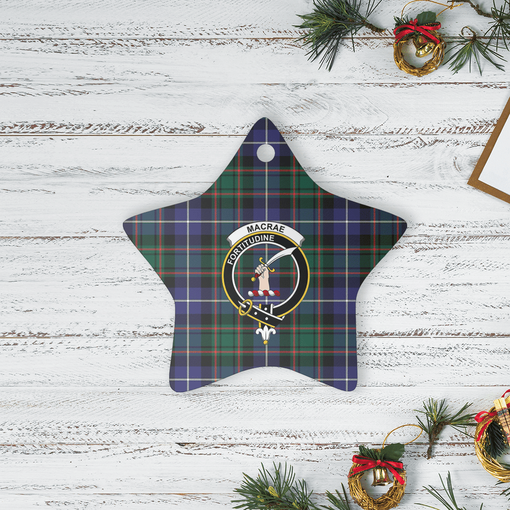 Clan MacRae Hunting Modern Tartan Crest Star Ceramic Ornament DD38 MacRae Hunting Modern Tartan Tartan Christmas   