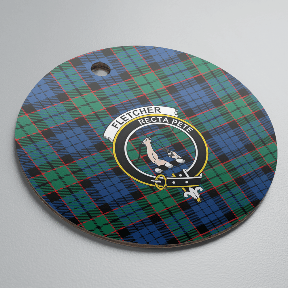 Clan Fletcher Ancient Tartan Crest Round Ceramic Ornament CE52 Fletcher Ancient Tartan Tartan Christmas   
