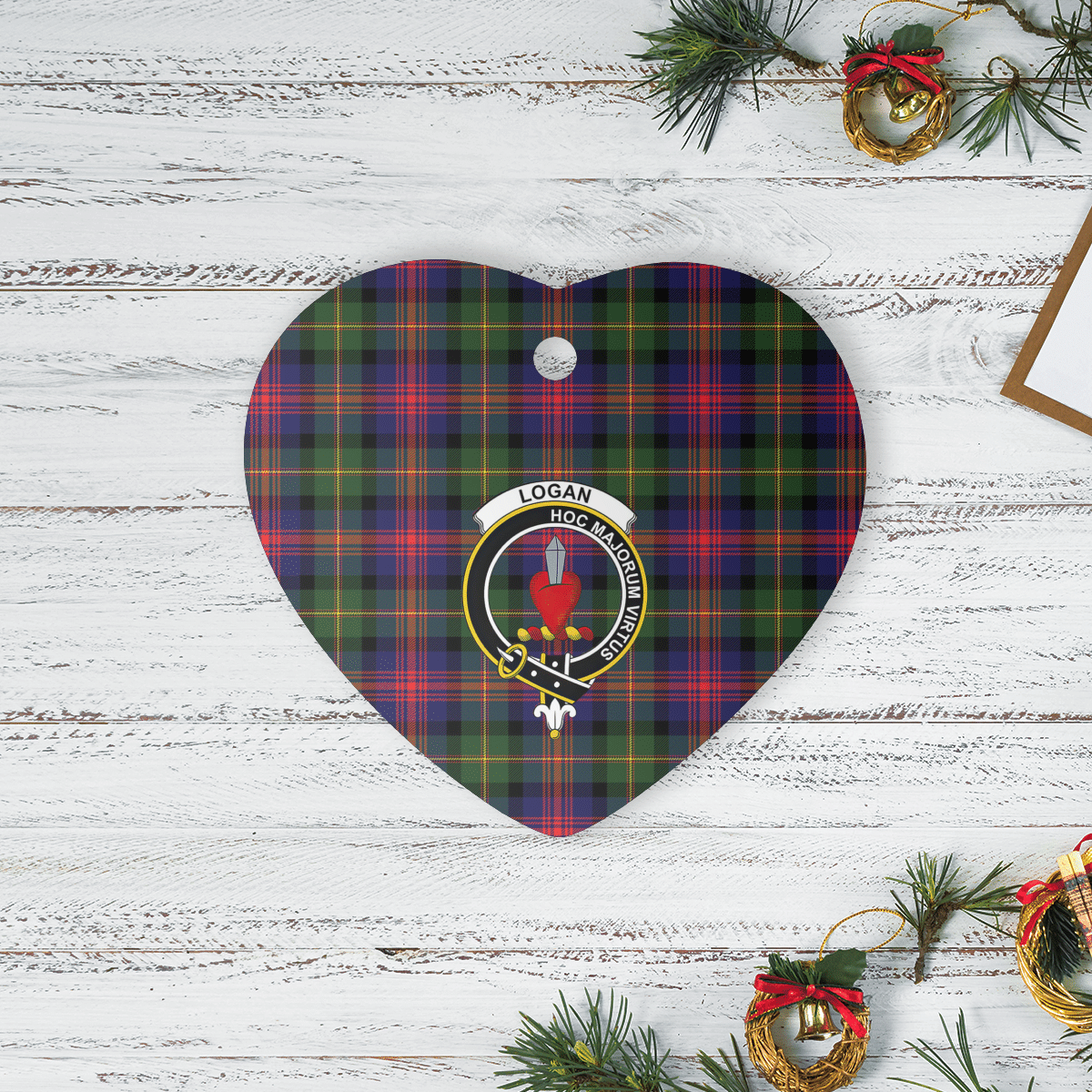 Clan Logan Modern Tartan Crest Heart Ceramic Ornament HK99 Logan Modern Tartan Tartan Christmas   