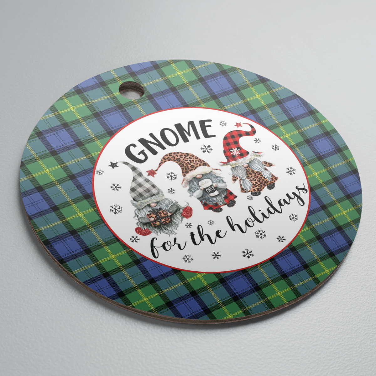 Clan Gordon Old Ancient Tartan Tartan Crest Gnome Round Ceramic Ornament NC79 Gordon Old Ancient Tartan Tartan Christmas   