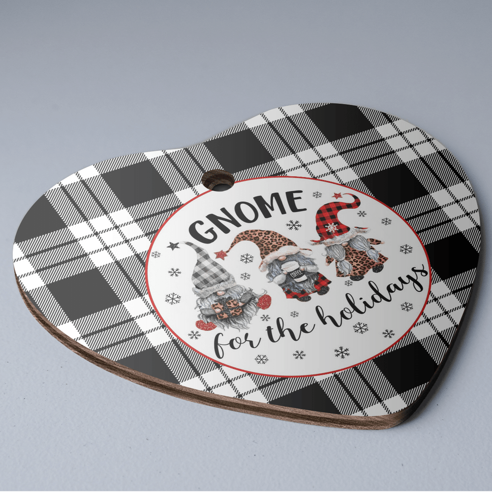 Clan MacFarlane Black & White Tartan Tartan Crest Gnome Heart Ceramic Ornament QD97 MacFarlane Black & White Tartan Tartan Christmas   