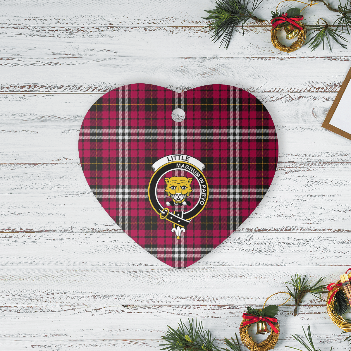 Clan Little Tartan Crest Heart Ceramic Ornament YG58 Little Tartan Tartan Christmas   