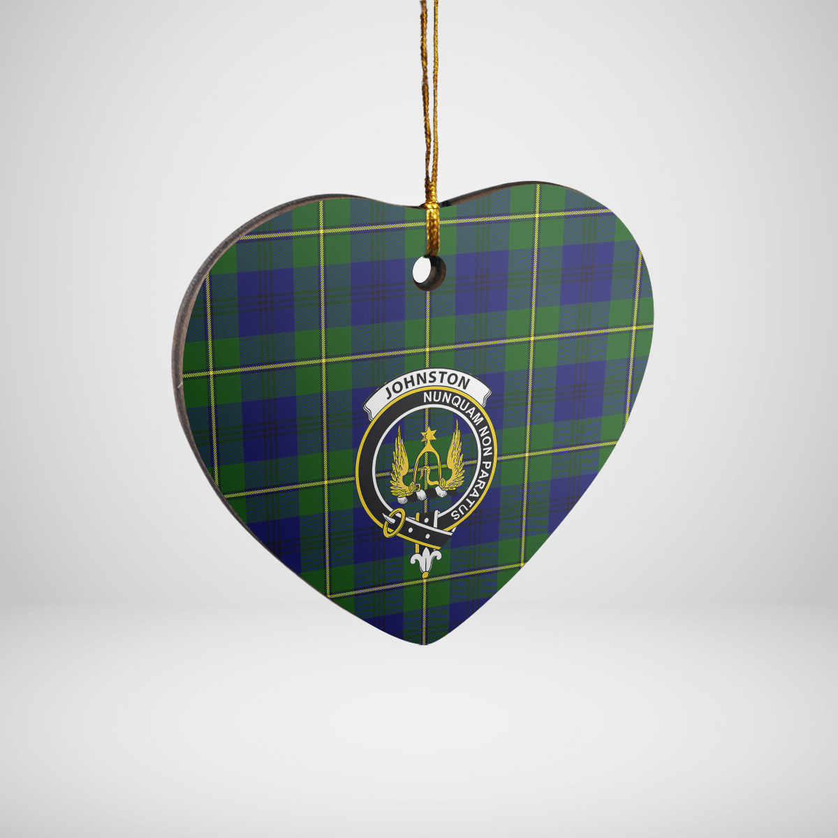 Clan Johnston Modern Tartan Crest Heart Ceramic Ornament FG54 Johnston Modern Tartan Tartan Christmas   