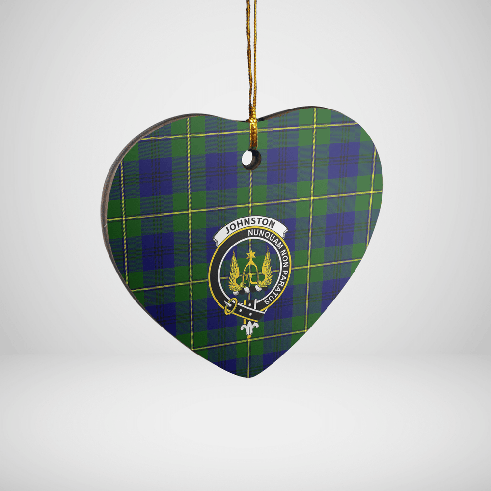 Clan Johnston Modern Tartan Crest Heart Ceramic Ornament FG54 Johnston Modern Tartan Tartan Christmas   