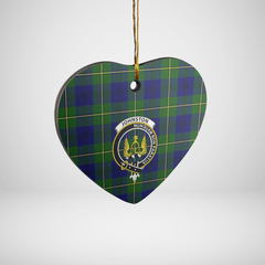 Clan Johnston Modern Tartan Crest Heart Ceramic Ornament FG54 Johnston Modern Tartan Tartan Christmas   