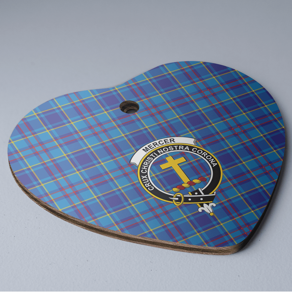 Clan Mercer Modern Tartan Crest Heart Ceramic Ornament CB17 Mercer Modern Tartan Tartan Christmas   