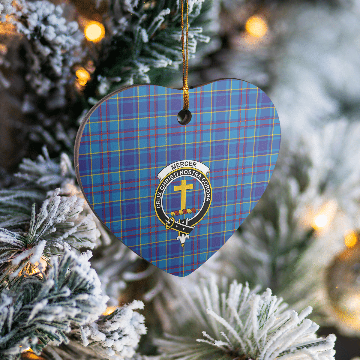Clan Mercer Modern Tartan Crest Heart Ceramic Ornament CB17 Mercer Modern Tartan Tartan Christmas   