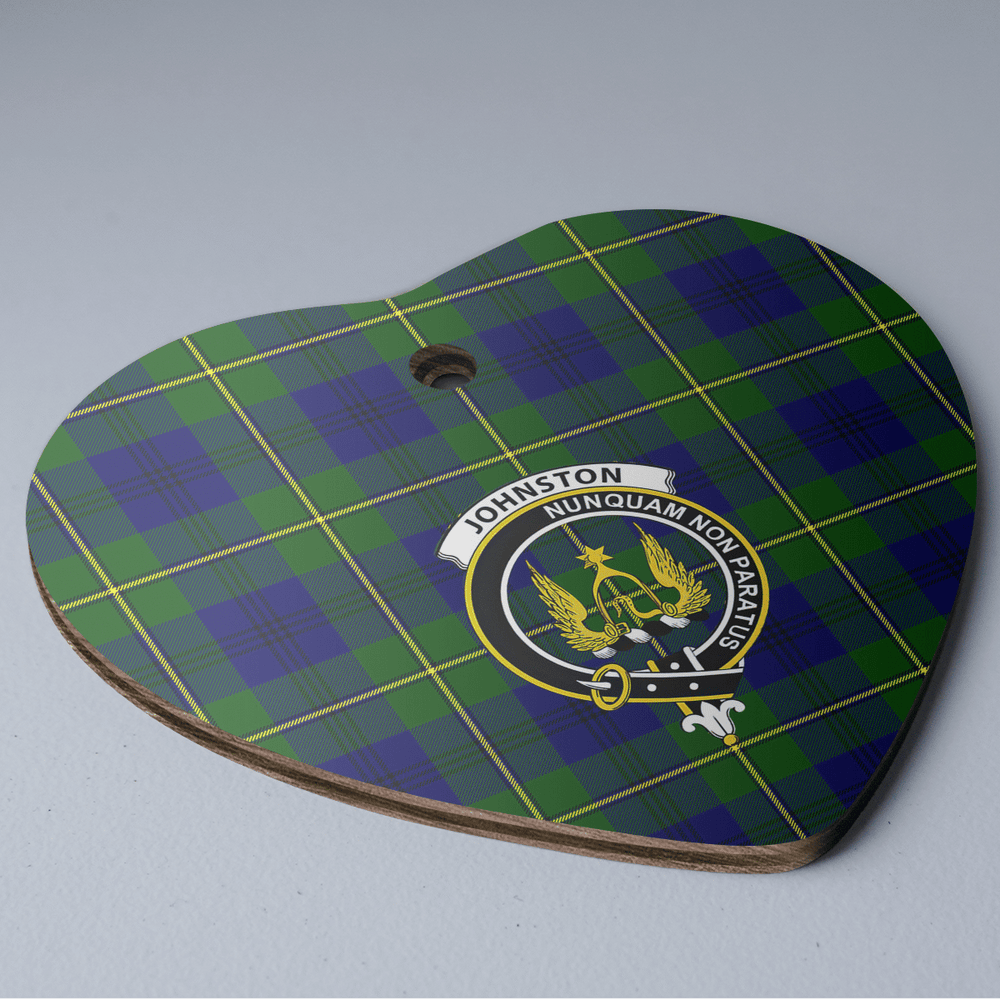 Clan Johnston Modern Tartan Crest Heart Ceramic Ornament FG54 Johnston Modern Tartan Tartan Christmas   