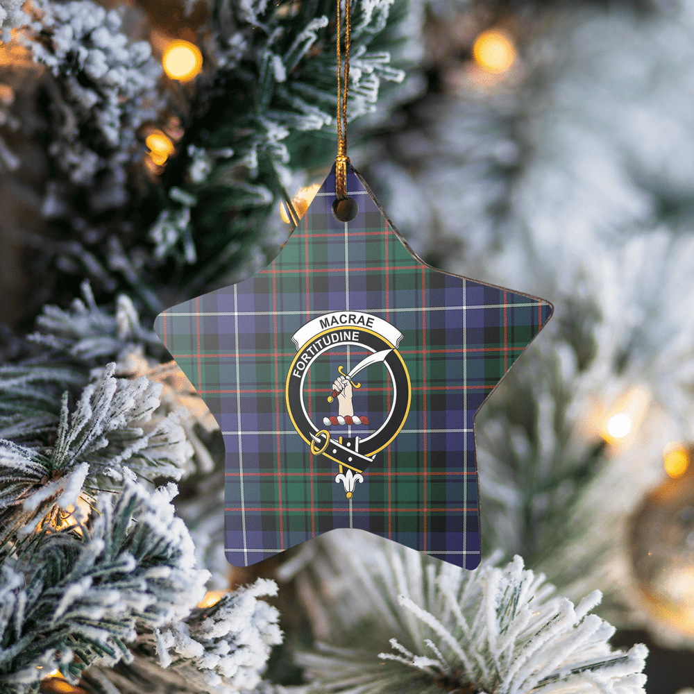 Clan MacRae Hunting Modern Tartan Crest Star Ceramic Ornament DD38 MacRae Hunting Modern Tartan Tartan Christmas   