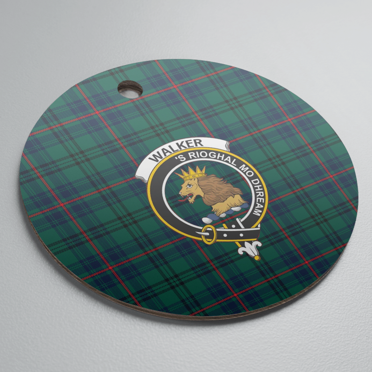 Clan Walker Tartan Crest Round Ceramic Ornament BY39 Walker Tartan Tartan Christmas   