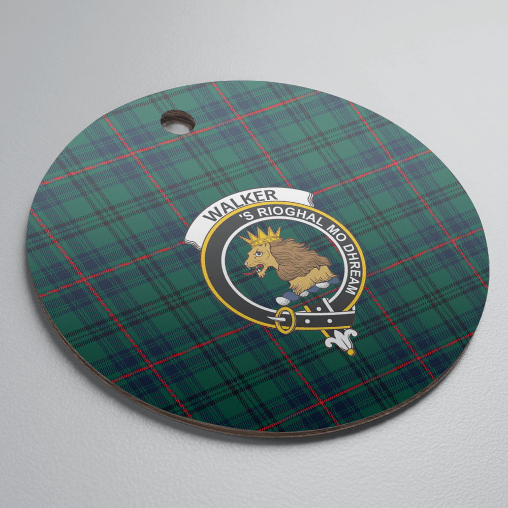 Clan Walker Tartan Crest Round Ceramic Ornament BY39 Walker Tartan Tartan Christmas   