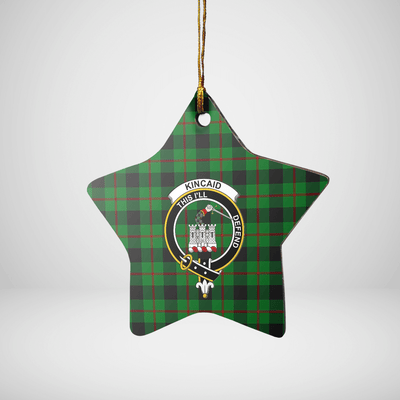 Clan Kincaid Tartan Crest Star Ceramic Ornament