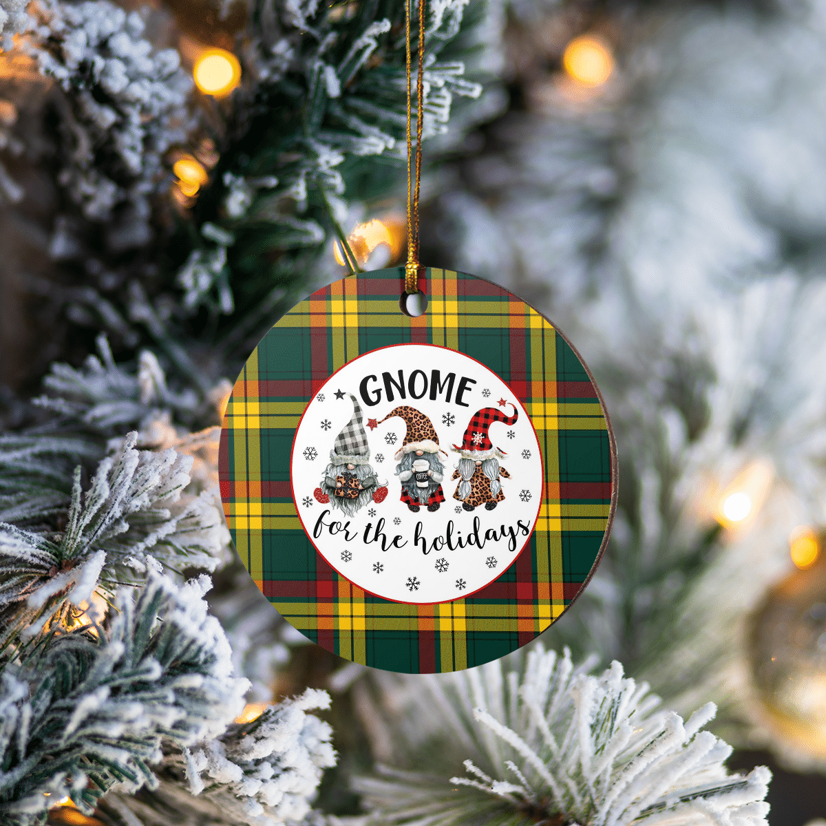 Clan MacMillan Old Modern Tartan Tartan Crest Gnome Round Ceramic Ornament NW15 MacMillan Old Modern Tartan Tartan Christmas   