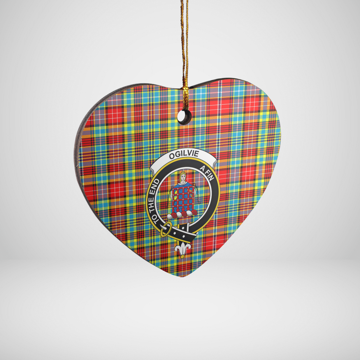 Clan Ogilvie Tartan Crest Heart Ceramic Ornament PQ36 Ogilvie Tartan Tartan Christmas   