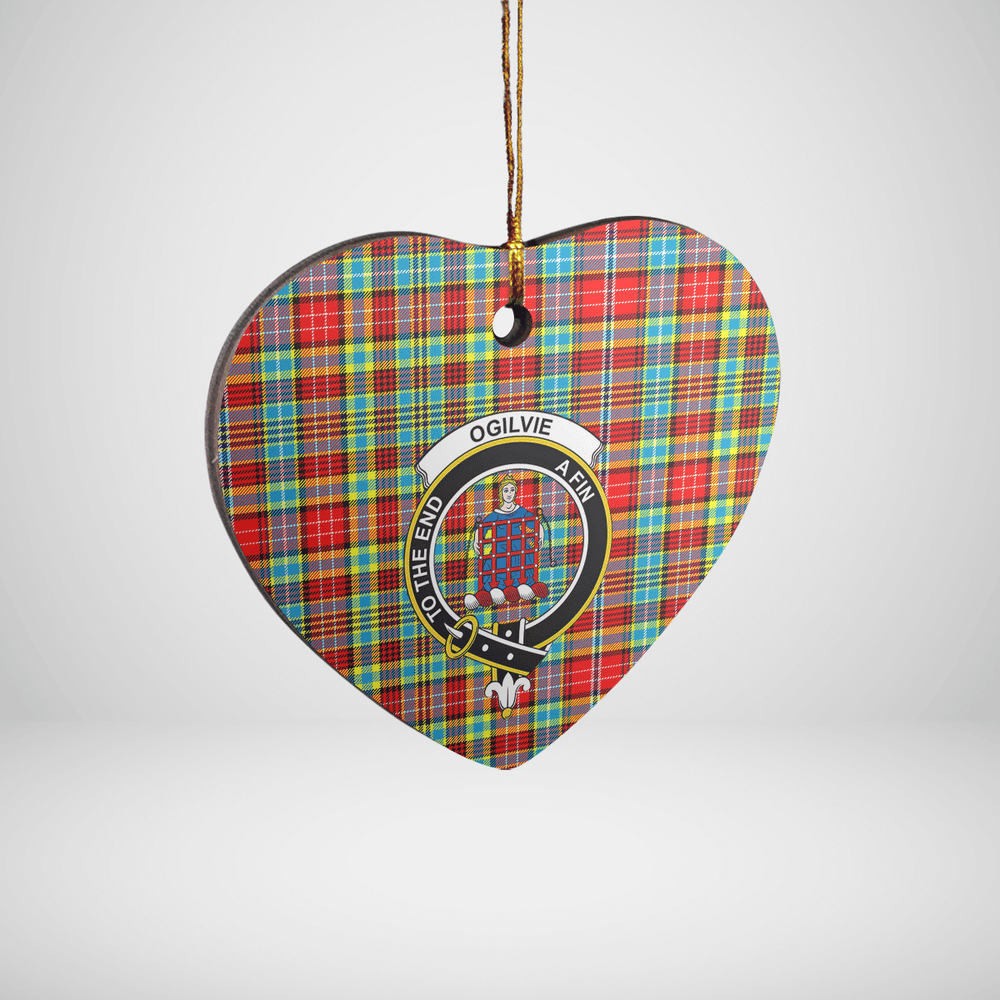 Clan Ogilvie Tartan Crest Heart Ceramic Ornament PQ36 Ogilvie Tartan Tartan Christmas   