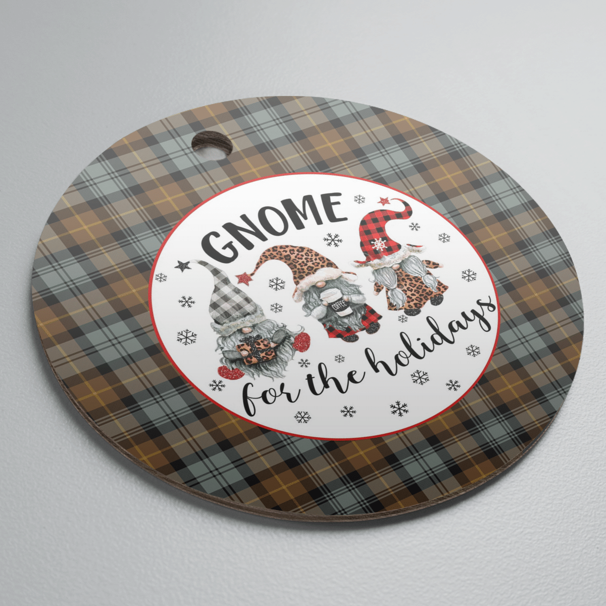 Clan Gordon Weathered Tartan Tartan Crest Gnome Round Ceramic Ornament OC50 Gordon Weathered Tartan Tartan Christmas   