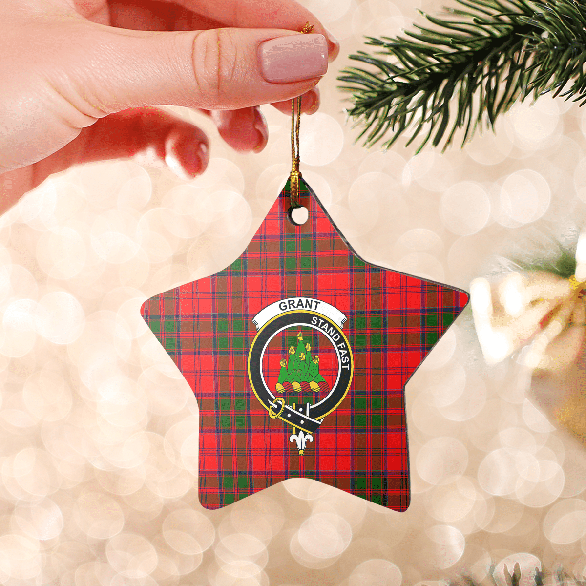 Clan Grant Modern Tartan Crest Star Ceramic Ornament GP19 Grant Modern Tartan Tartan Christmas   