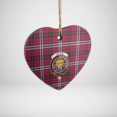 Clan Little Tartan Crest Heart Ceramic Ornament