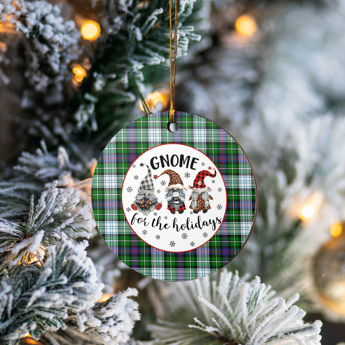 Clan MacKenzie Dress Modern Tartan Tartan Crest Gnome Round Ceramic Ornament YH87 MacKenzie Dress Modern Tartan Tartan Christmas   