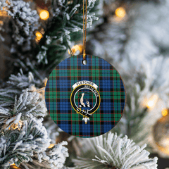 Clan Fletcher Ancient Tartan Crest Round Ceramic Ornament CE52 Fletcher Ancient Tartan Tartan Christmas   