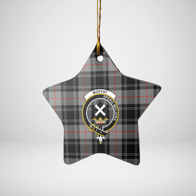 Clan Moffat Modern Tartan Crest Star Ceramic Ornament