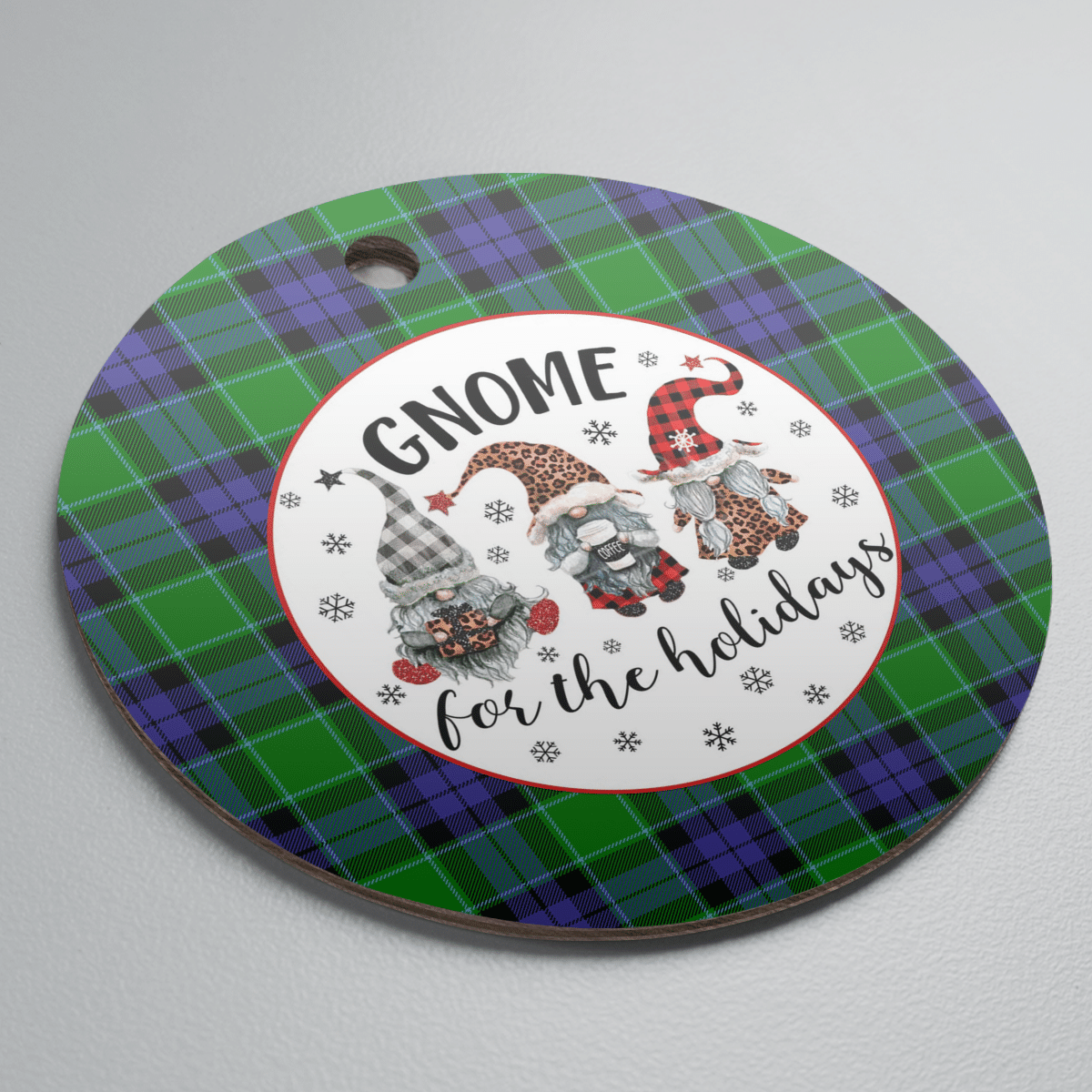 Clan Haldane 2 Tartan Tartan Crest Gnome Round Ceramic Ornament TP17 Haldane 2 Tartan Tartan Christmas   