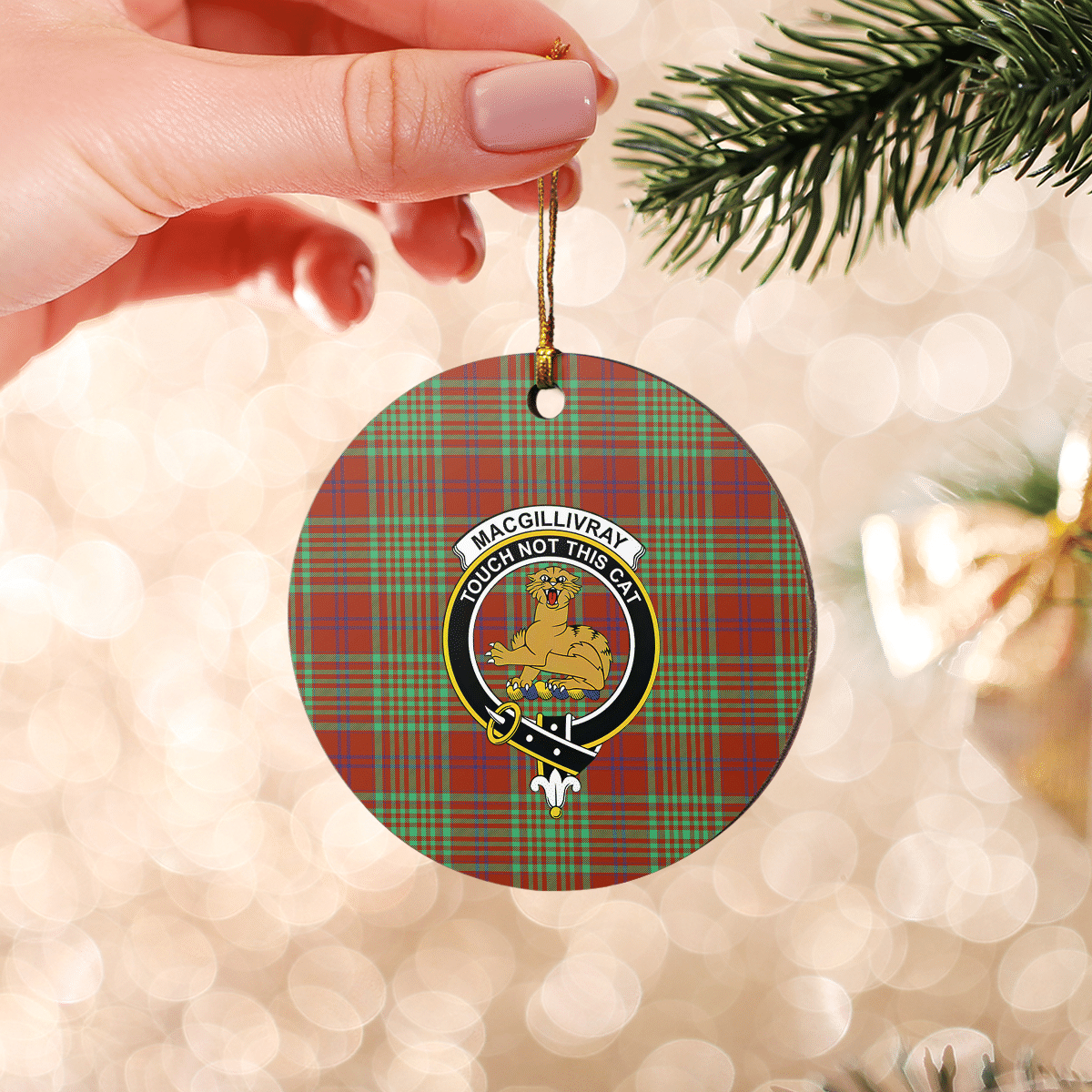 Clan MacGillivray Hunting Ancient Tartan Crest Round Ceramic Ornament UY64 MacGillivray Hunting Ancient Tartan Tartan Christmas   