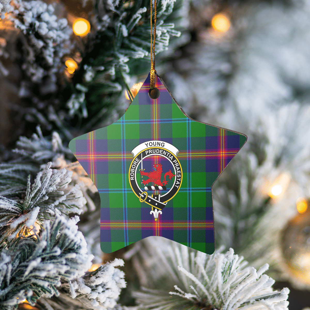 Clan Young Modern Tartan Crest Star Ceramic Ornament TY72 Young Modern Tartan Tartan Christmas   