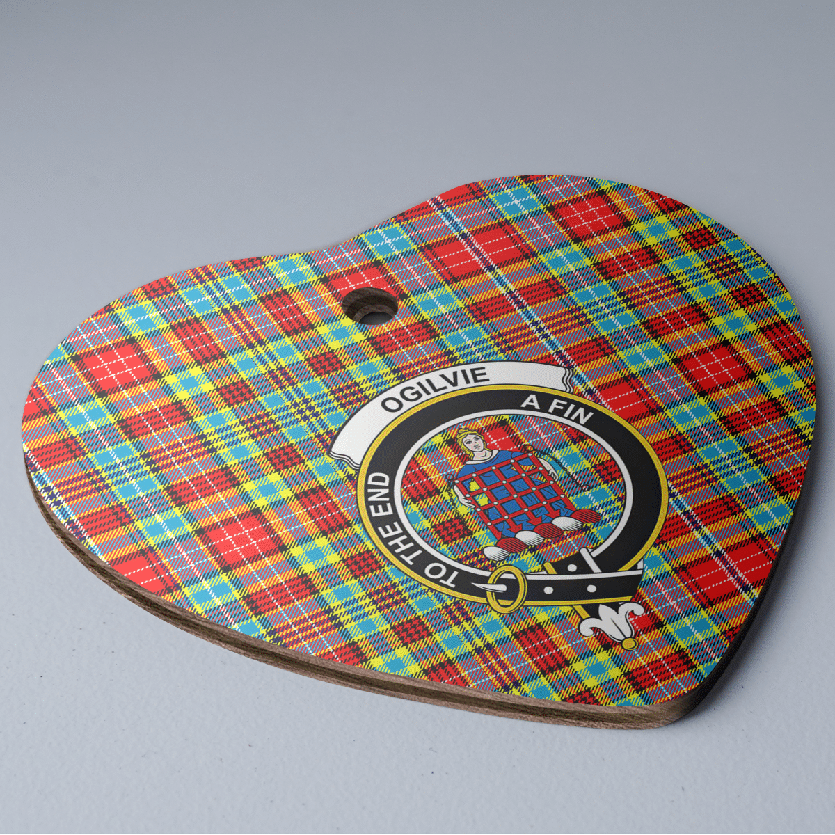 Clan Ogilvie Tartan Crest Heart Ceramic Ornament PQ36 Ogilvie Tartan Tartan Christmas   