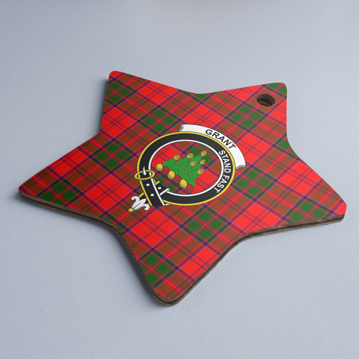 Clan Grant Modern Tartan Crest Star Ceramic Ornament GP19 Grant Modern Tartan Tartan Christmas   