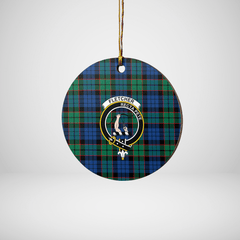 Clan Fletcher Ancient Tartan Crest Round Ceramic Ornament CE52 Fletcher Ancient Tartan Tartan Christmas   