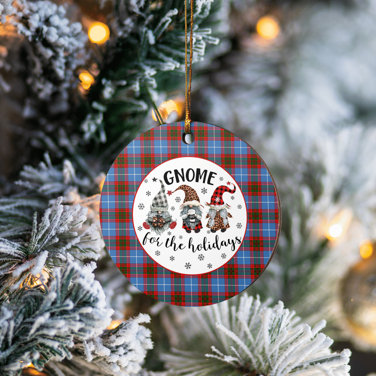Clan Newton (Edingburg) Tartan Tartan Crest Gnome Round Ceramic Ornament DT93 Newton (Edingburg) Tartan Tartan Christmas   