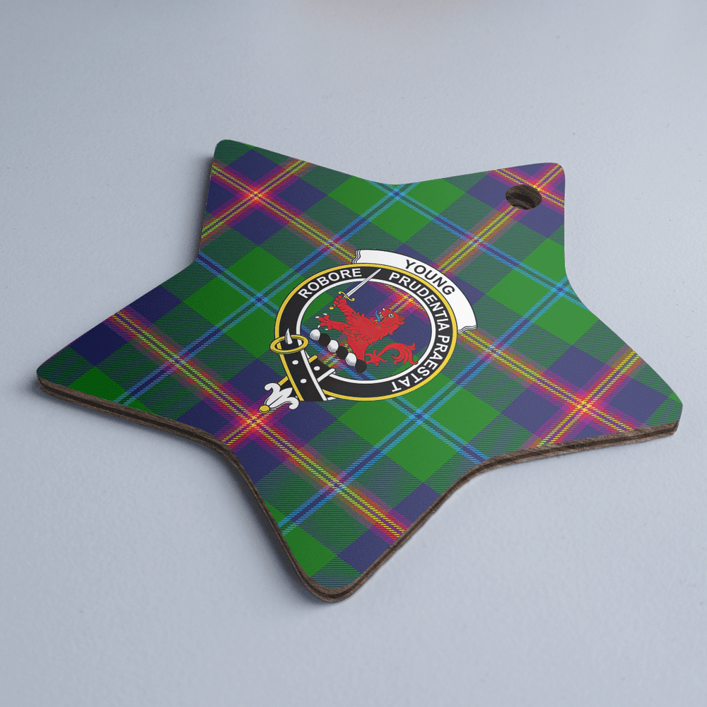 Clan Young Modern Tartan Crest Star Ceramic Ornament TY72 Young Modern Tartan Tartan Christmas   
