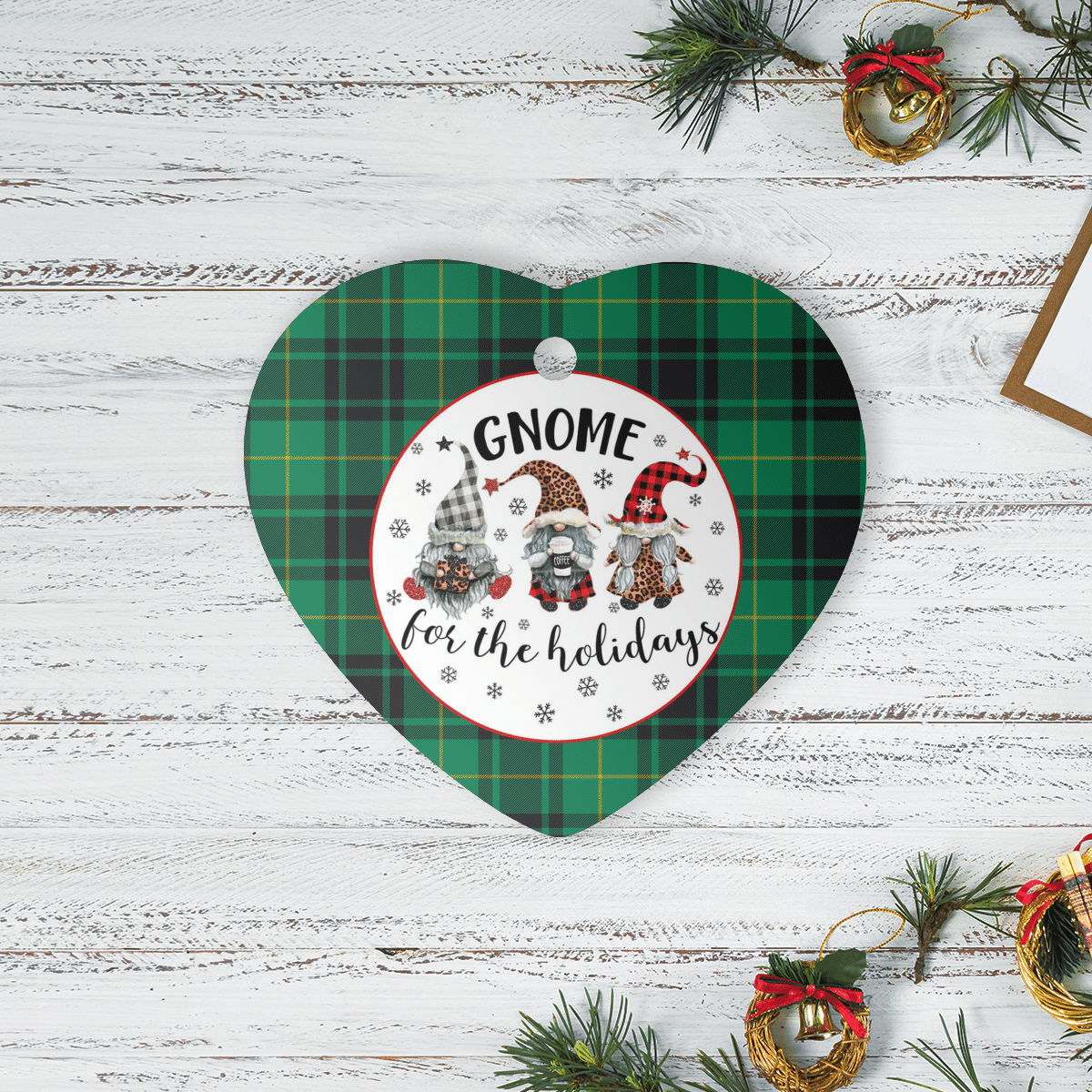 Clan MacArthur Ancient Tartan Tartan Crest Gnome Heart Ceramic Ornament PY87 MacArthur Ancient Tartan Tartan Christmas   