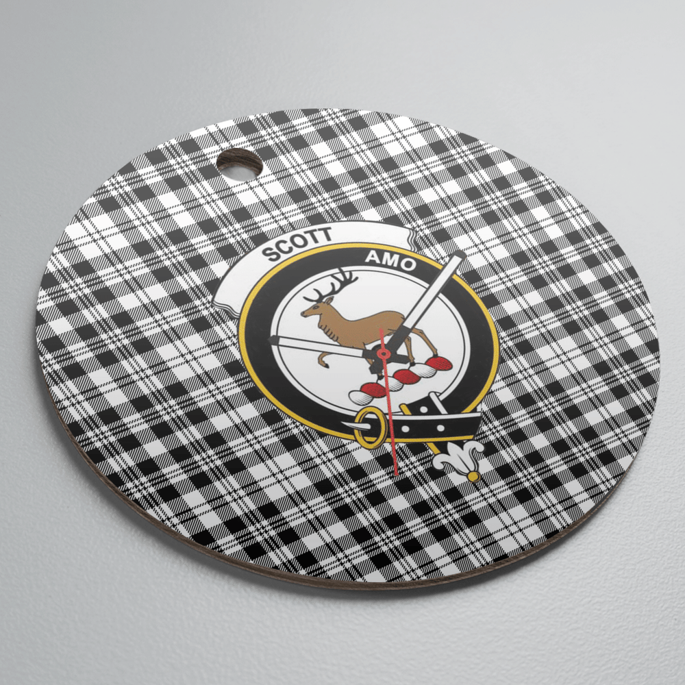 Clan Scott Black & White Modern Tartan Crest Round Ceramic Ornament CI81 Scott Black & White Modern Tartan Tartan Christmas   