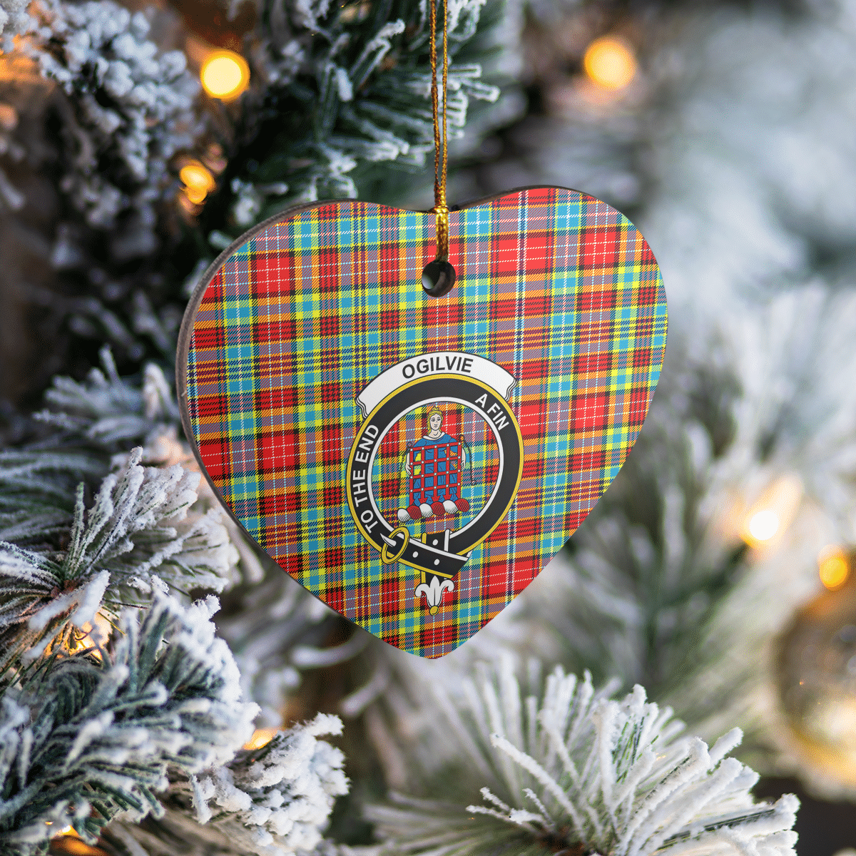 Clan Ogilvie Tartan Crest Heart Ceramic Ornament PQ36 Ogilvie Tartan Tartan Christmas   