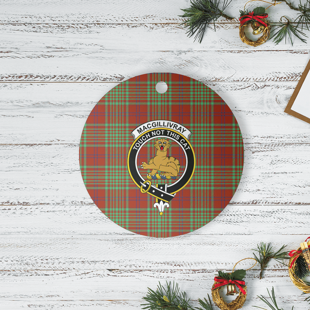 Clan MacGillivray Hunting Ancient Tartan Crest Round Ceramic Ornament UY64 MacGillivray Hunting Ancient Tartan Tartan Christmas   