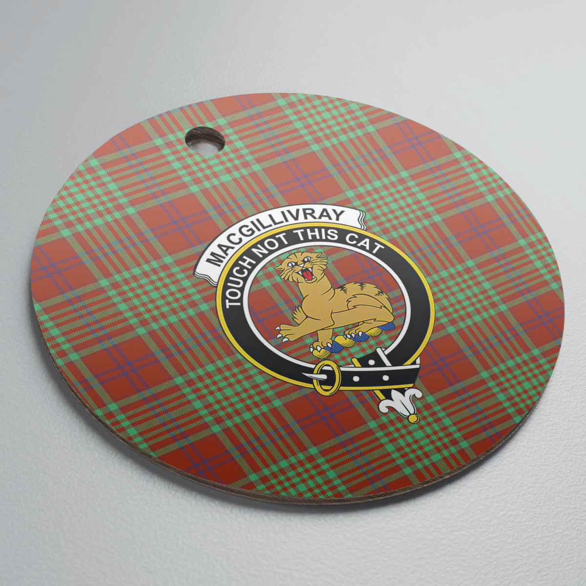 Clan MacGillivray Hunting Ancient Tartan Crest Round Ceramic Ornament UY64 MacGillivray Hunting Ancient Tartan Tartan Christmas   