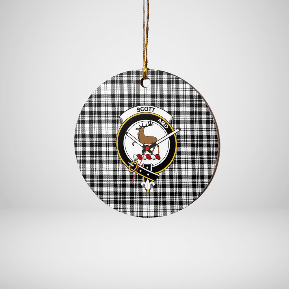 Clan Scott Black & White Modern Tartan Crest Round Ceramic Ornament CI81 Scott Black & White Modern Tartan Tartan Christmas   