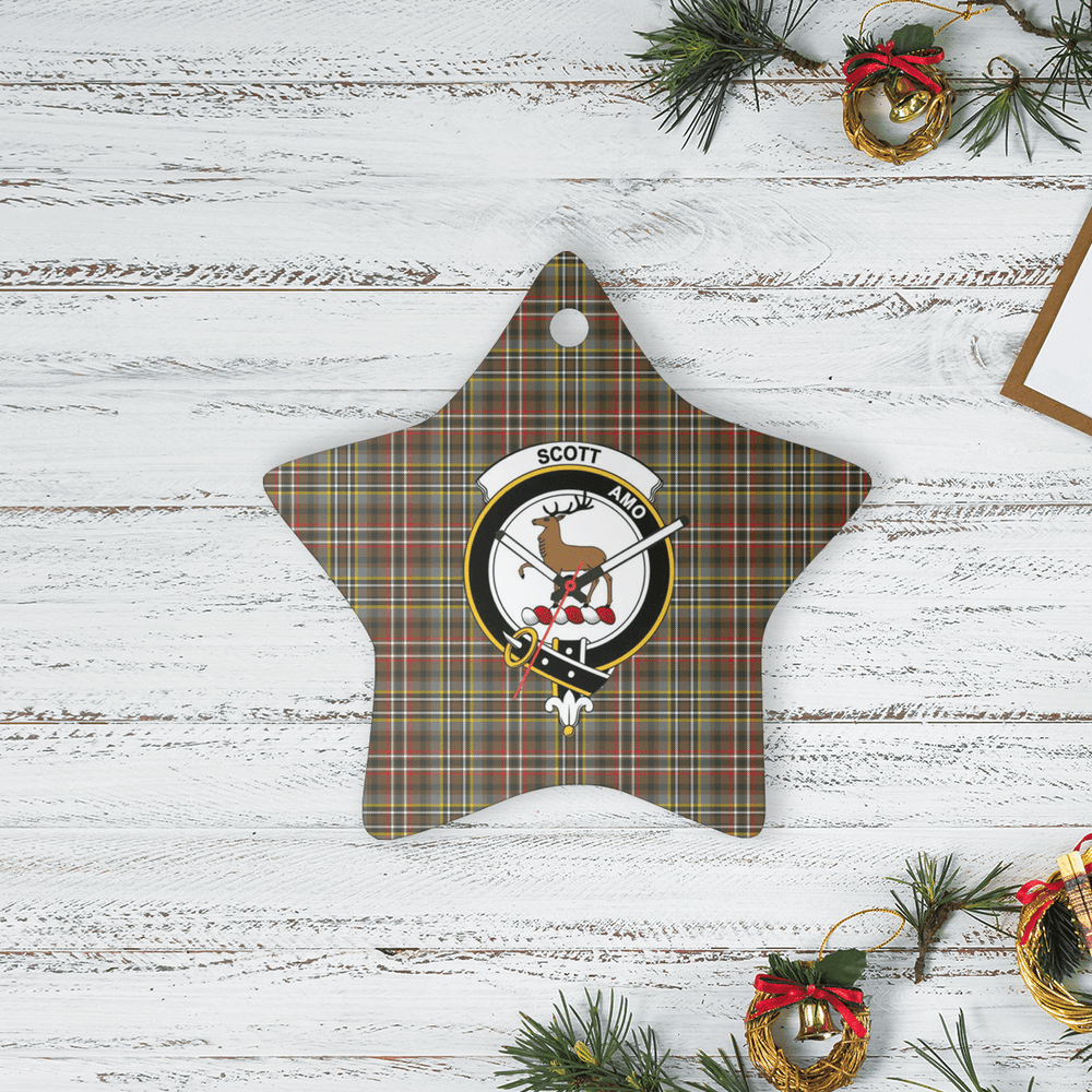 Clan Scott Green Weathered Tartan Crest Star Ceramic Ornament YY44 Scott Green Weathered Tartan Tartan Christmas   